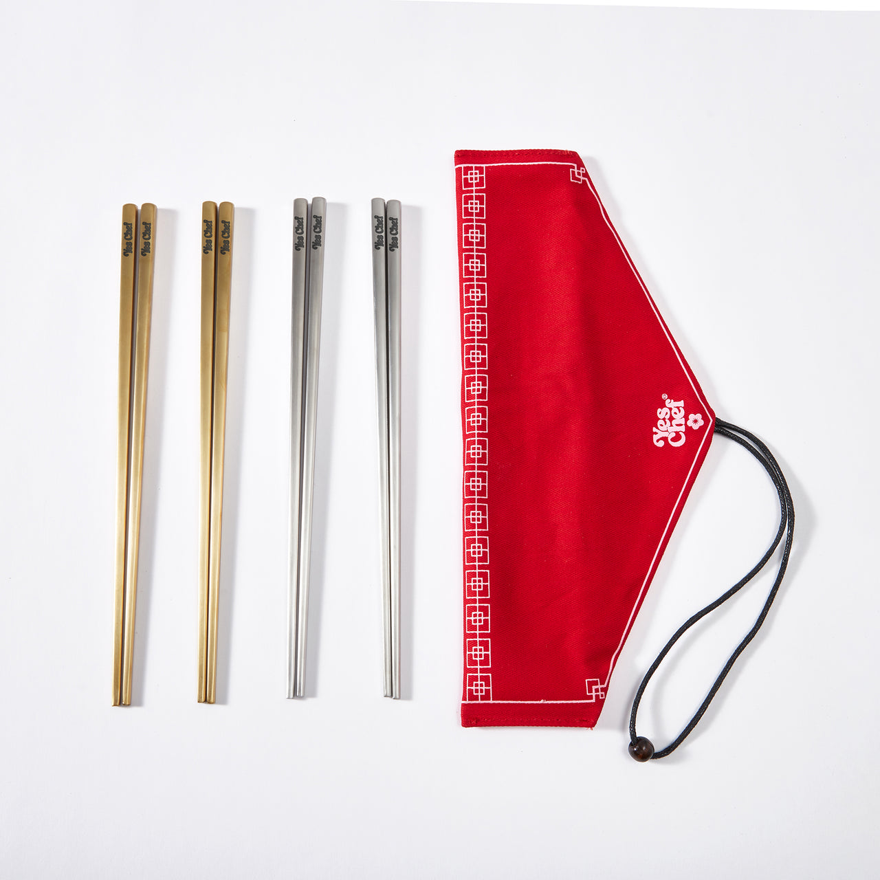 Yes Chef® Chopstick Set – Gold & Silver with Carrying Case